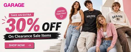 Garage Clothing Coupons banner